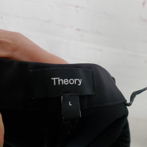 Theory Womens Tapered Dart Ponte Pant Sz L Black Pull On Cropped Pockets Stretch - Picture 10 of 16